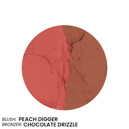 GLOWBOT I PEACH DIGGER/ CHOCOLATE DRIZZLE I BLUSH AND BRONZER DUO